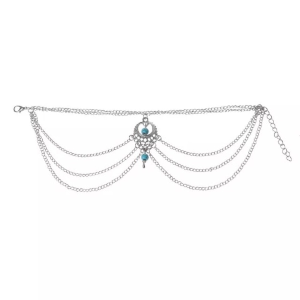 Boho Style Silver Colored Anklet - Picture 6 of 6